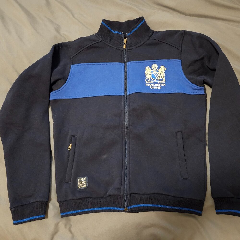 Vtg Manchester United 1968 European Champions Fleece Track Jacket Size S New